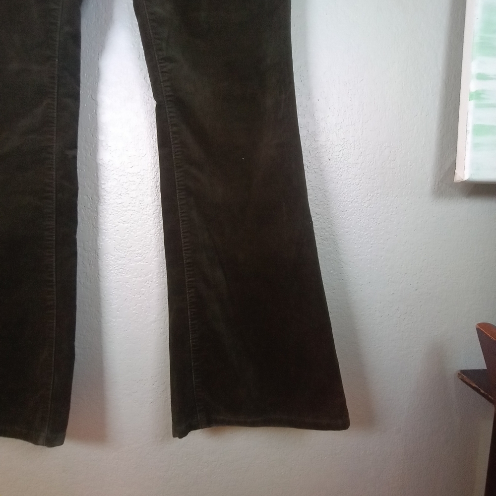 Talbots Velvet Deep Green Festive Midrise Bootcut Holiday Christmas Boho Jean 10 - Picture 3 of 11